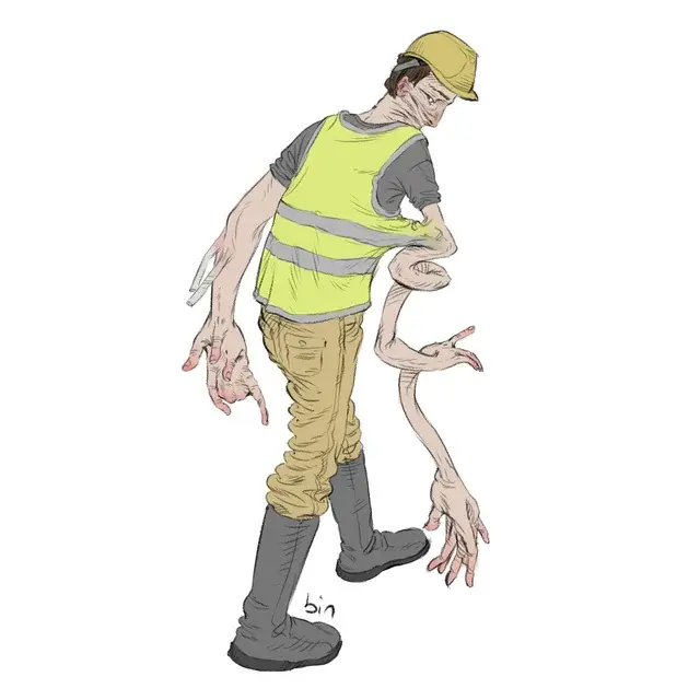 A man wearing a yellow vest and a hard hat.