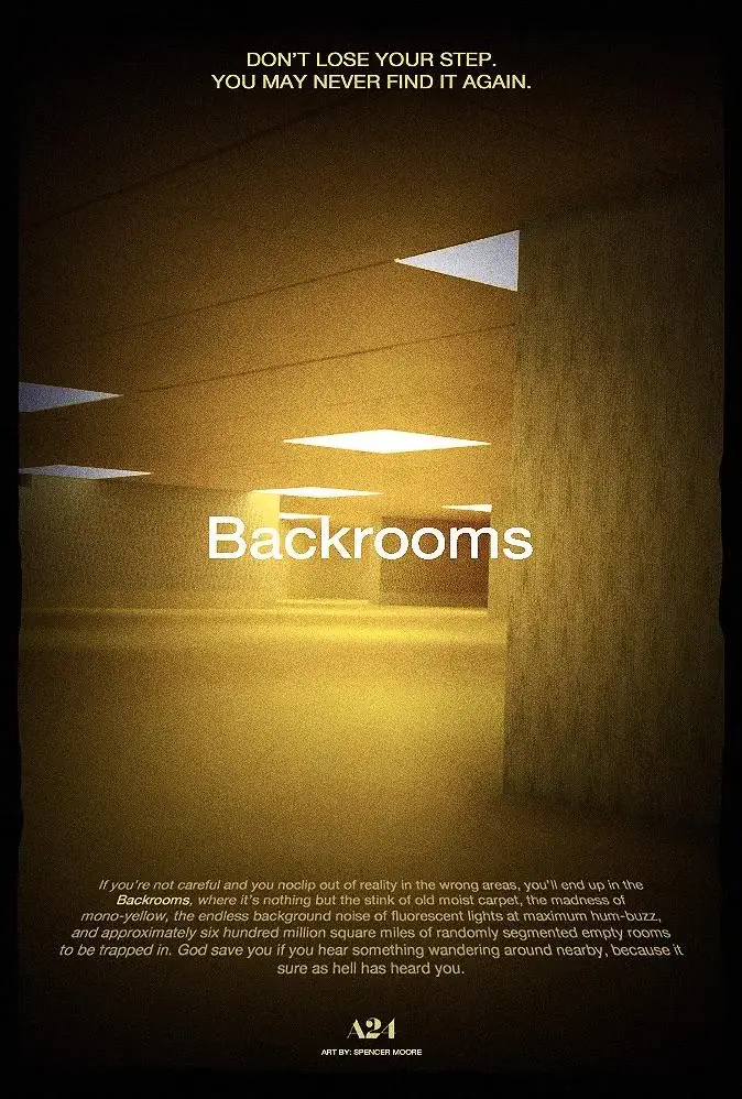 A yellow room with a backroom sign.