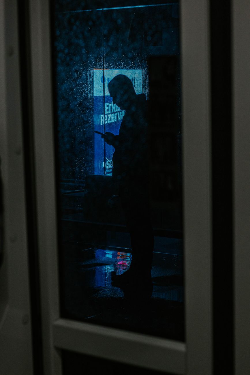 Light through glass and rain
