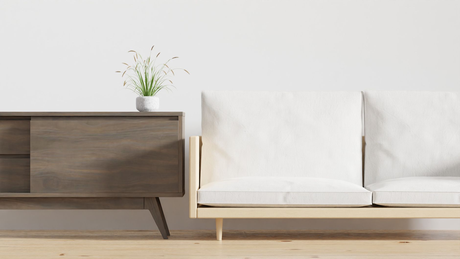 Furniture that hugs the floor calms the ceiling