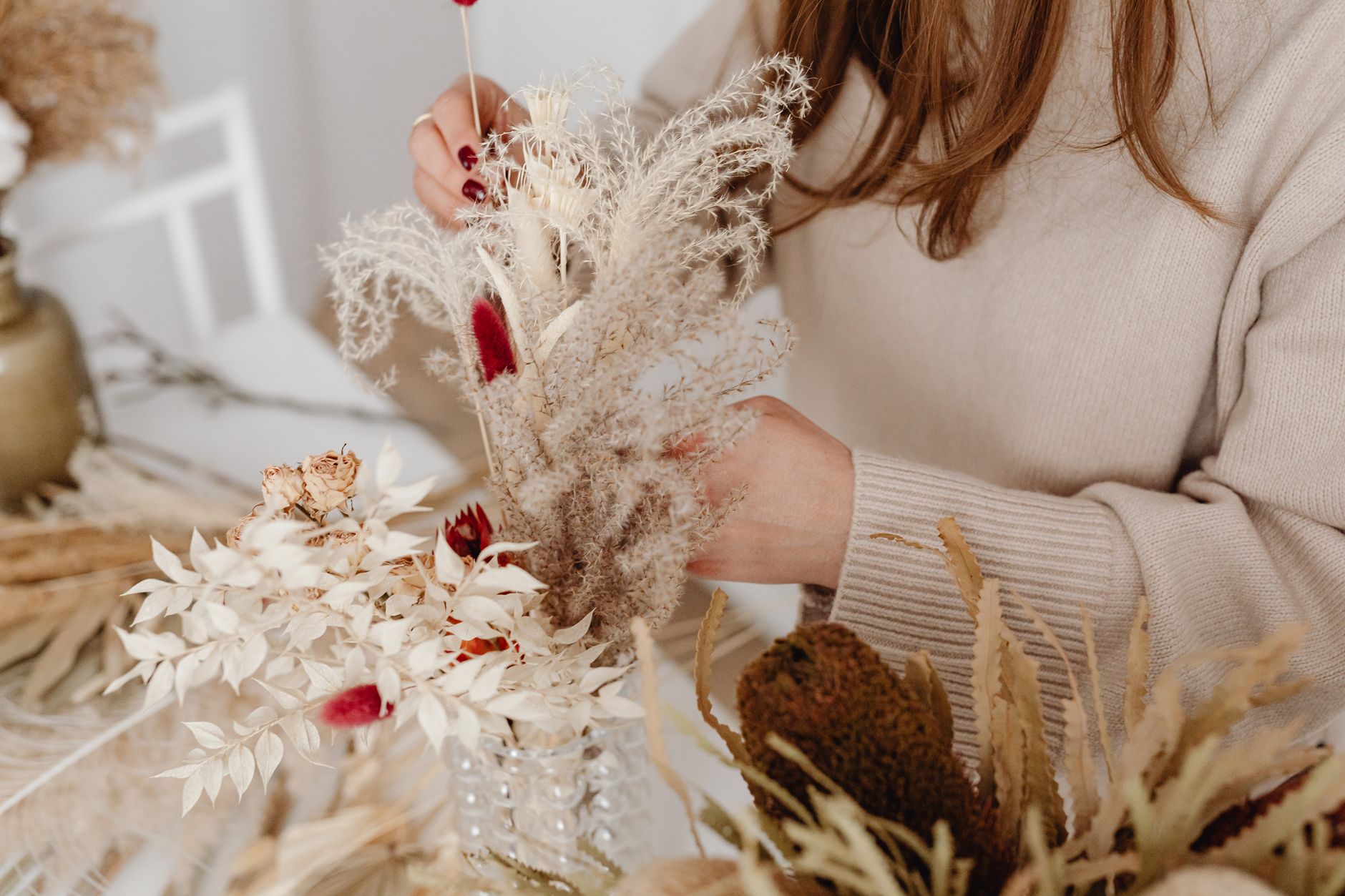 Pampas and bunny grass — booked months ahead, never wilts